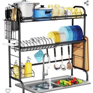 Sturdy Over double sink BLACK dish drying rack